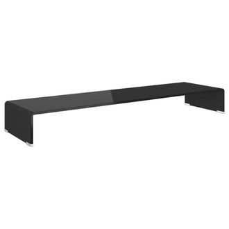 Berkfield Home TV Stand/Monitor Riser Glass Black 110x30x13 cm | Size: 110 x 30 x 13 cm