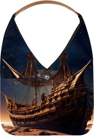 Generic Ancient Space Ship Reusable Lightweight Grocery Bags - Foldable Into Compact Pouch, Washable & Sturdy, Multipurpose for Shopping and Travel