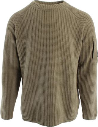 C.P. Company Chenille Crew Knit - Heren - Ronde hals truien - Groen - M - Katoen - Truien & Vesten