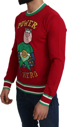 Dolce & Gabbana Red Wool Silk Pig of the Year Mens Sweater