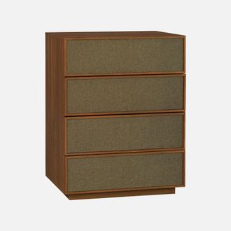 Sweeek C&oacute;moda De Almacenamiento Decorativa De Madera Y Tela Con 4 Cajones