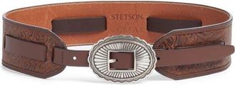 The Great. & Stetson Tooled Leather Belt in Brown With Silver at Nordstrom, Size Small