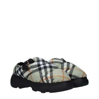 Burberry Womens Green Fabric Slip-On Loafers
