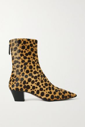 Aquazzura Saint Honor&eacute; 45 Cheetah-print Calf Hair Ankle Boots - Stampa animalier