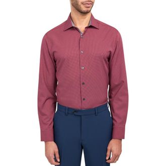 W.R.K Trim Fit Performance Stretch Dot Dress Shirt in Burgundy at Nordstrom Rack, Size 15.5