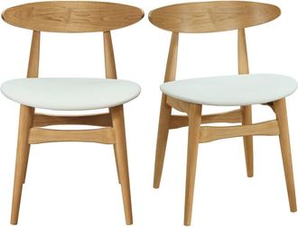 Miliboo Sillas N&oacute;rdicas Madera Clara Y Blanco (lote De 2) Walford