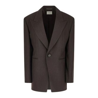 Saint Laurent Blazer de un solo pecho - Jackets - Hombre - Marr&oacute;n - M