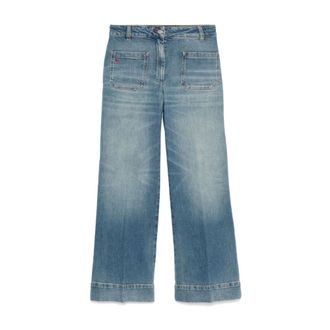 Victoria Beckham Flared Jeans, female, Blue, Size: W26 Blue Denim Jeans