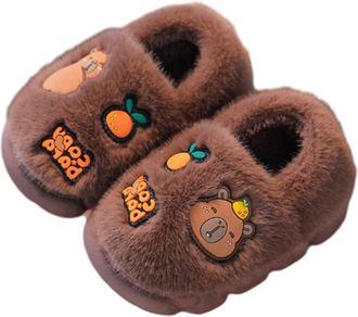 Generic Boys Girls Capybara Plush Slippers, Winter Animal House Slides, Fuzzy Fluffy Shoes for Kids (Dark Brown Upgraded C, M, Little Kid, Women, 12.5, Numeri