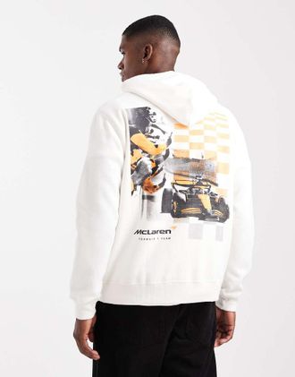 Hollister Felpa con cappuccio bianca squadrata con grafica F1 sul retro-Bianco