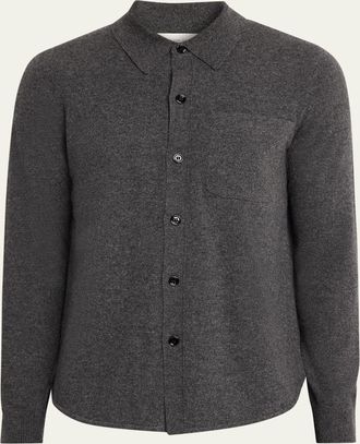 Dries Van Noten Mens Monaco Cashmere Knit Pocket Button-Down Shirt