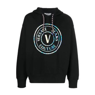 Versace Jeans Couture Hoodies & sweatvesten, Heren, Zwart, S, Katoen, Vemble Iridescent Sweatshirt