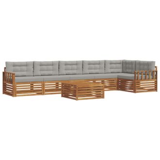 vidaXL Conjunto De Sof&aacute;s De Exterior 7 Pcs Gris Natural Y Claro Vidaxl