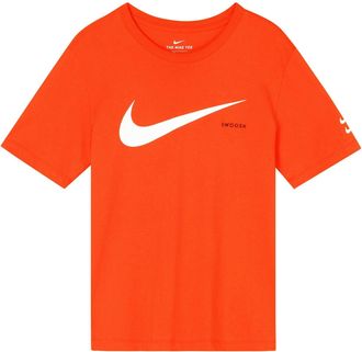 Nike Mens Nike Swoosh Large Logo Printing Knit Round Neck Short Sleeve Orange Red T-Shirt DB5858-891
