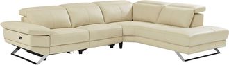 Vente-Unique Sof&aacute; rinconera derecha relax el&eacute;ctrico de cuero vacuno beige PUNO II