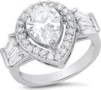 HMY Jewelry Pear Shape Engagement Ring in Silver at Nordstrom Rack, Size 8