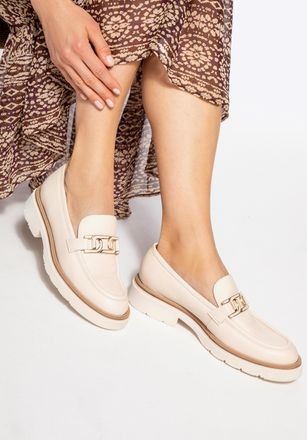 Wittchen Dames mocassins van echt leer met gesp, cr&egrave;me