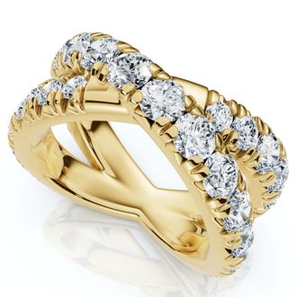 Pompeii3 3Ct Diamond Heavy Crossover Right Hand Ring 14k Gold or Platinum Lab Grown