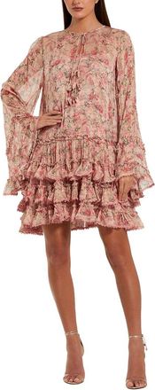 Mac Duggal Flare Long Sleeve Ruffle Viscose Mini Dress