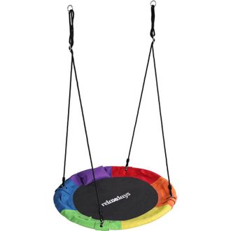 Relaxdays Relaxdays Nest Swing, Round Swing, Cushion & Handles, Kids, Adjustable, Outdoor, &Oslash;: 100 cm, up to 100 kg, Colourful