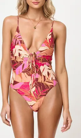L*Space Piper Classic Keyhole One-Piece Swimsuit in Leaf It To Me at Nordstrom, Size X-Small