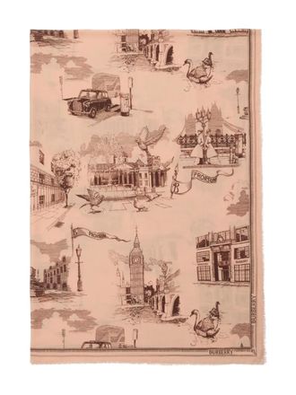 Burberry London Mountains wollen zijden sjaal - Roze