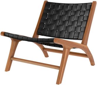 Rendez-Vous D&eacute;co Sill&oacute;n De Teca Y Cuero Tejido Negro - Kuna