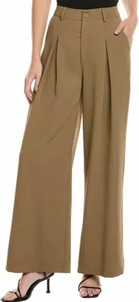 Gracia Pleated Wide Legs Trousers In Olive
