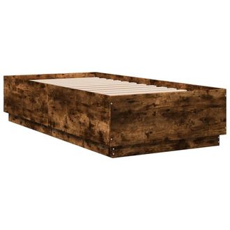 Berkfield Home Modern Bed Frame without Mattress Smoked Oak 90x190 cm Single in Brown