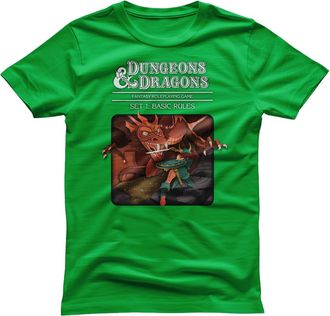 Dungeons & Dragons Officially Licensed Set 1 - Basic Rules Mens T-Shirt (Green), Small