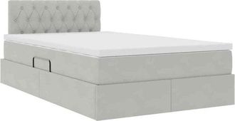 vidaXL Bed with LED Strip Lights Light Grey 120 x 200 cm Velvet vidaXL