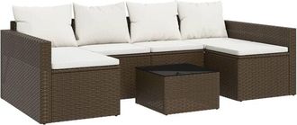 vidaXL Set Muebles De Jard&iacute;n 2 Piezas Y Cojines Rat&aacute;n Sint&eacute;tico Marr&oacute;n Vidaxl