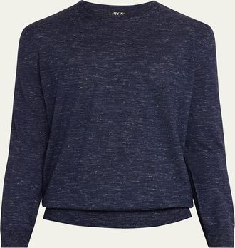 Ermenegildo Zegna Mens Cashmere, Silk and Linen Crewneck Sweater