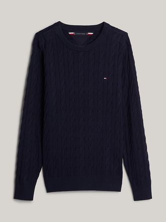 Tommy Hilfiger Mens Cable Knit Crewneck Sweater - Navy - XXXL