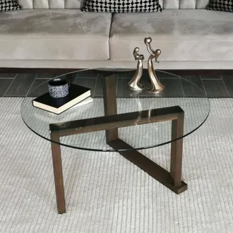 Dmora Tavolino Da Salotto Denebra, Tavolo Basso Da Caff&egrave;, Portariviste Per Divano, Ripiano Da Soggiorno, 80x80h41 Cm, Noce, Con Imballo Rinforzato, Con Imba