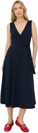 Pact Fit & Flare Easy V-Neck Dress Made With Organic Cotton in Navy at Nordstrom, Size Xx-Large