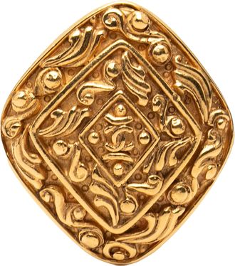 Chanel Pre-owned Womens Cc Gold Plated Diamond Brooch - Beige - One Size