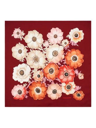 Ferragamo Sjaal met bloemenprint - Rood