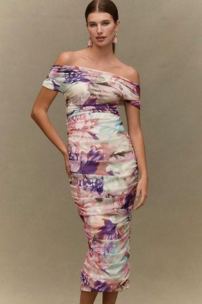 BHLDN Evelyn Stretch Mesh Off-Shoulder Maxi Dress