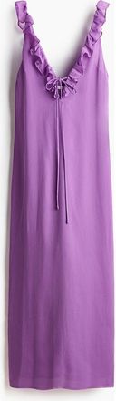 H&M Frill-trimmed Crinkled Dress in Purple at Nordstrom, Size X-Large