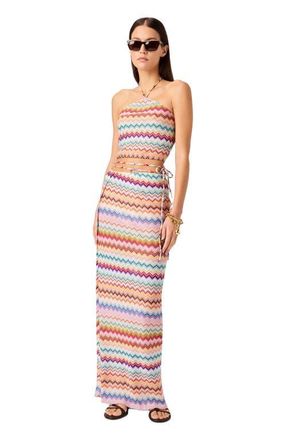 Missoni Long Pareo Skirt In Lam&eacute; Viscose With Pixel-effect Zigzag Pattern in Multicoloured at Nordstrom, Size Small