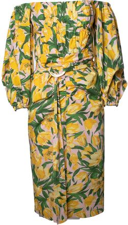 Carolina Herrera floral belted midi dress
