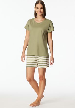Schiesser Shorty SCHIESSER Casual Essentials, Damen, Gr. 36, 705, gr&uuml;n, Single Jersey, Obermaterial: 100% Baumwolle, Basic kurz, Rundhals, Homewear-Sets Shorty,