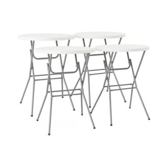 Sweeek Mesa alta plegable de acero para eventos, set de 4, blanco