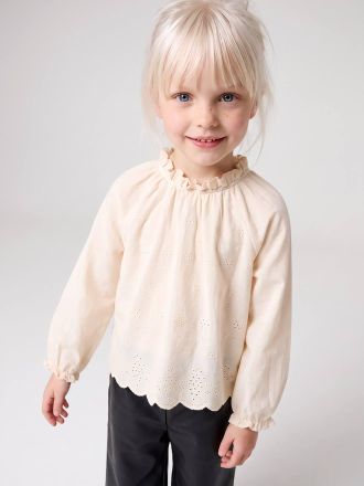Vertbaudet M&auml;dchen Bluse mit langen &Auml;rmeln wollwei&szlig;