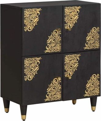 vidaXL Aparador Negro 60 X 33 X 75 Cm Madera De Mango Maciza Vidaxl