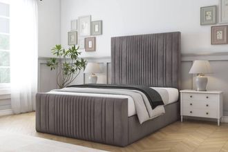 Comfort Beds The Foxy Naples Bed Frame - 50 Upholstered Headboard in Grey | Size: Super King