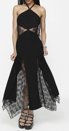Disturbia Endora Lace Side Panel Maxi Dress in Black at Nordstrom, Size 16