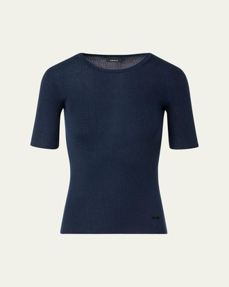 Akris Cotton Silk Short-Sleeve Sweater