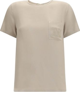 Max Mara Beige Logo Crew Neck T-Shirt